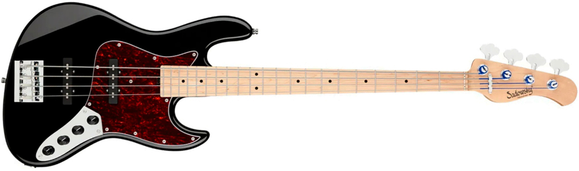 Sadowsky Vintage Jj Bass 21 Fret Ash 4c Metroline All Active Mn - Solid Black Gloss - Solid body elektrische bas - Main picture