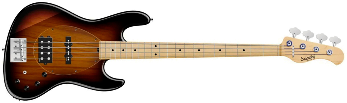 Sadowsky Vintage Mj Bass 21f Ash 4c Metroline All Active Mn - '59 Burst Transparent - Solid body elektrische bas - Main picture