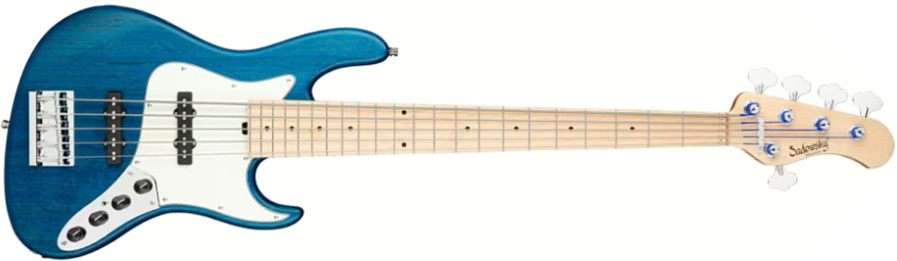 Sadowsky Will Lee 22-fret Ash 5c Metroline Signature All Active Mn - Ocean Blue Transparent Satin - Solid body elektrische bas - Main picture