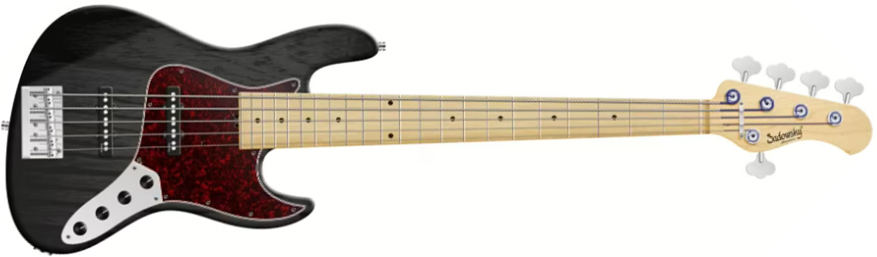 Sadowsky Will Lee 22-fret Ash 5c Metroline Signature All Active Mn - Nirvana Black Transparent Satin - Solid body elektrische bas - Main picture