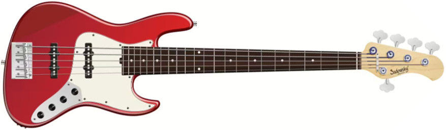 Sadowsky Will Lee 22-fret Ash 5c Metroline Signature All Active Mn - Solid Candy Apple Red Metallic - Solid body elektrische bas - Main picture