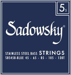 Elektrische bassnaren Sadowsky SBS 45B Electric Bass String 5-String Set Blue Label Stainless Steel Taperwound 045-130T - 5-snarige set