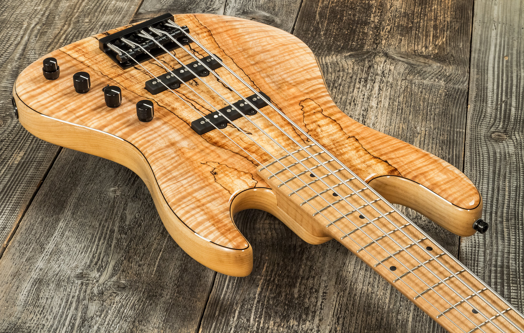 Sadowsky Custom Shop Standard J/j Bass 21f 5c Spalted Maple 5c Active Mn #scsc000188-23 - Natural - Solid body elektrische bas - Variation 2