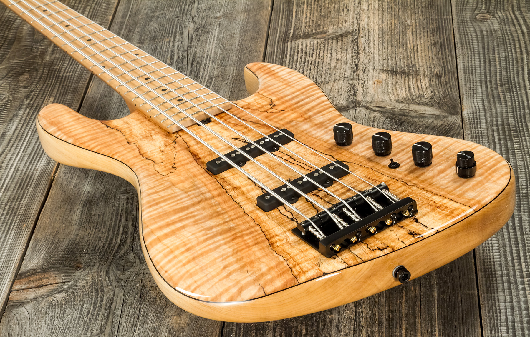 Sadowsky Custom Shop Standard J/j Bass 21f 5c Spalted Maple 5c Active Mn #scsc000188-23 - Natural - Solid body elektrische bas - Variation 3