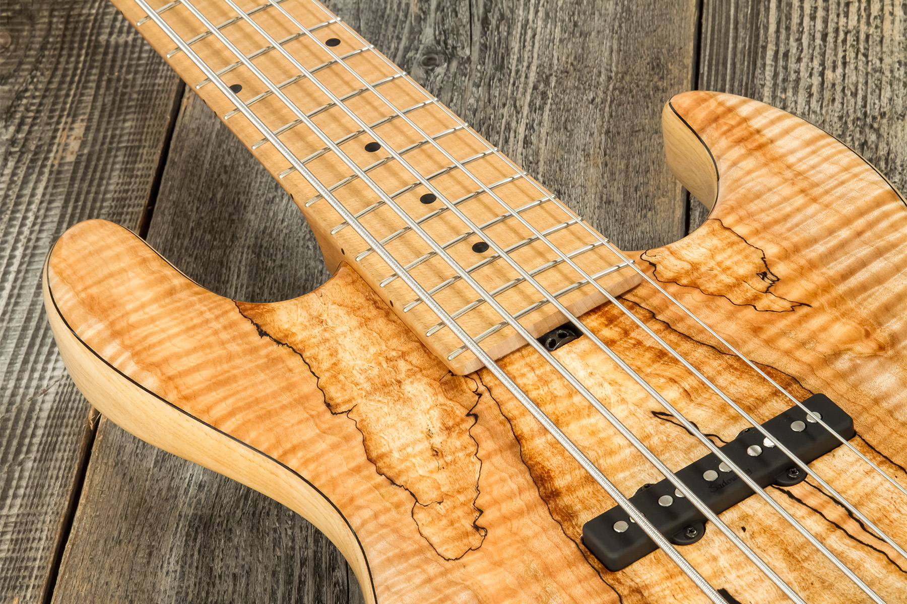 Sadowsky Custom Shop Standard J/j Bass 21f 5c Spalted Maple 5c Active Mn #scsc000188-23 - Natural - Solid body elektrische bas - Variation 4