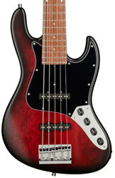 Solid body elektrische bas Sadowsky MetroLine 21-Fret Vintage J/J Bass Alder (5-String, Germany, Morado) - Burgundy Blackburst Transparent Satin