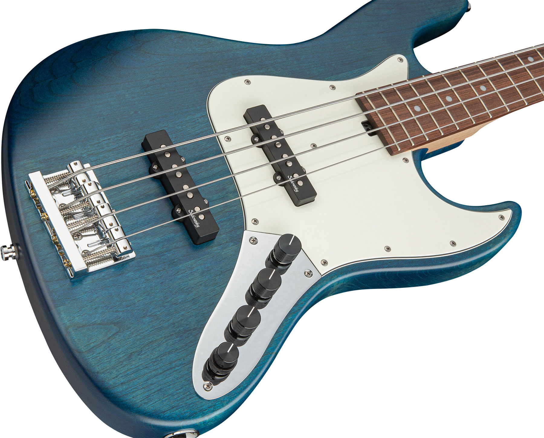 Sadowsky Vintage J/j Bass 21 Fret Alder 4c Metroline All Active Mor - Blue Transparent Satin - Solid body elektrische bas - Variation 2