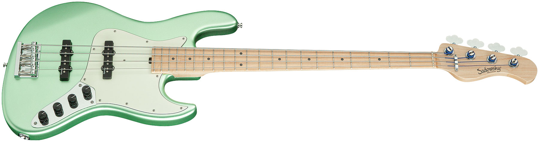 Sadowsky Vintage J/j Bass 21 Fret Ash 4c Metroline All Active Mn - Sage Green Metallic Satin - Solid body elektrische bas - Variation 1