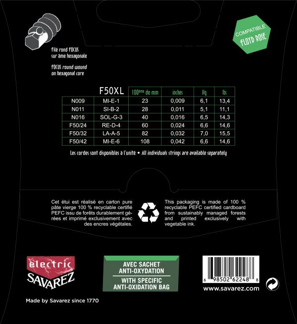 Savarez Jeu De 6 Cordes F50xl Focus 09-42 - Elektrische gitaarsnaren - Variation 1