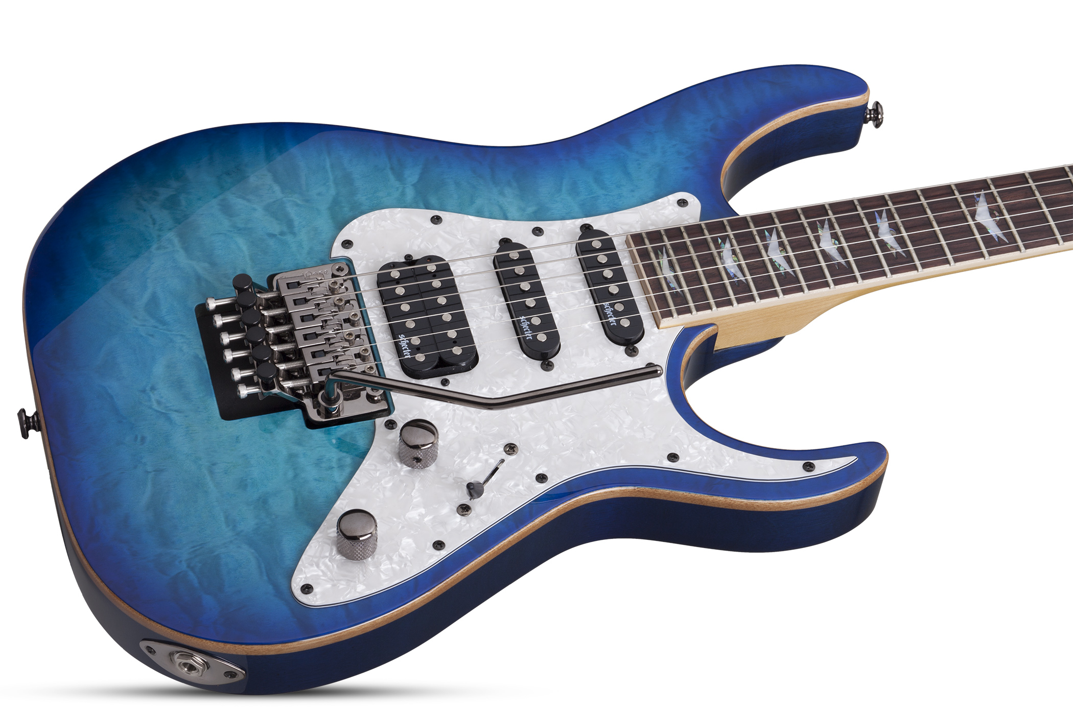 Schecter Banshee-6 Fr Extreme Hh Rw - Ocean Blue Burst - Elektrische gitaar in Str-vorm - Variation 1