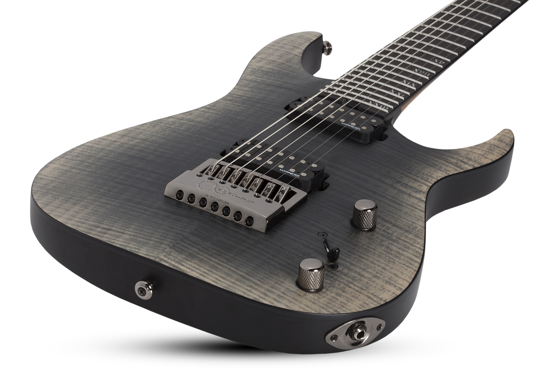 Schecter Banshee Mach-7 Evertune 7c 2h Lundgren Ht Eb - Fallout Burst - 7-snarige elektrische gitaar - Variation 1
