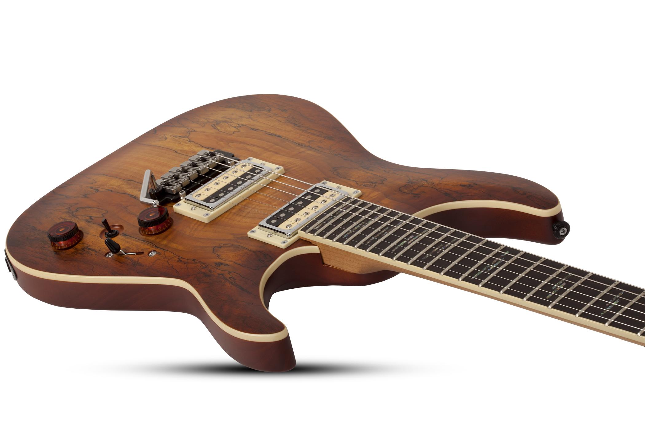 Schecter C-1 Exotic Spalted Maple 2h Trem Eb - Satin Natural Vintage Burst - Elektrische gitaar in Str-vorm - Variation 2