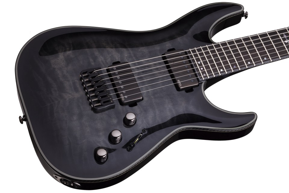 Schecter C-7 Hellraiser Hybrid 7c 2h Emg Ht - Trans Black Burst - 7-snarige elektrische gitaar - Variation 1