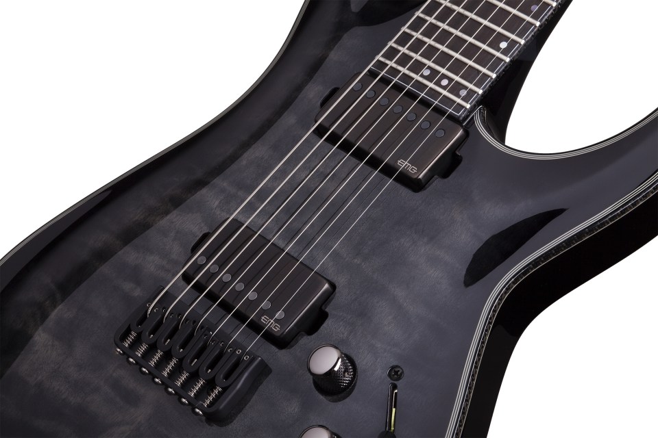 Schecter C-7 Hellraiser Hybrid 7c 2h Emg Ht - Trans Black Burst - 7-snarige elektrische gitaar - Variation 2