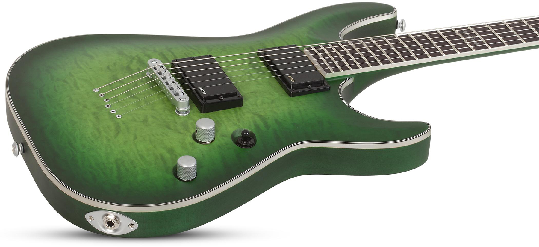 Schecter C-1 Platinum 2h Emg Ht Eb - Satin Green Burst - Elektrische gitaar in Str-vorm - Variation 1