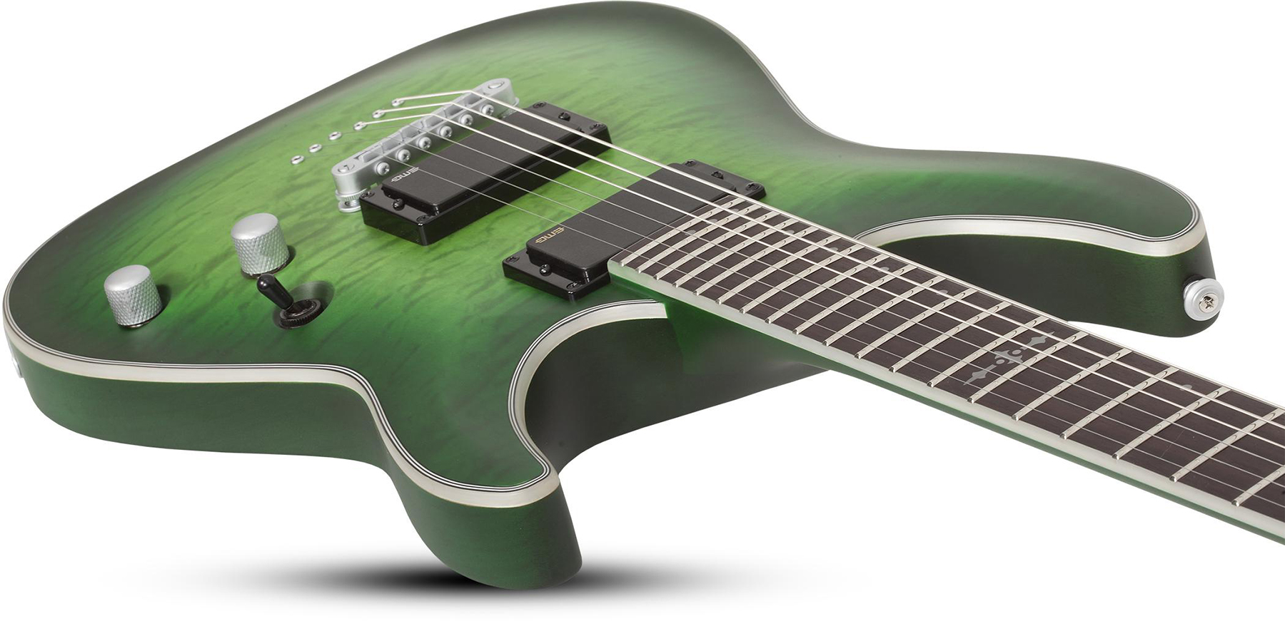 Schecter C-1 Platinum 2h Emg Ht Eb - Satin Green Burst - Elektrische gitaar in Str-vorm - Variation 2