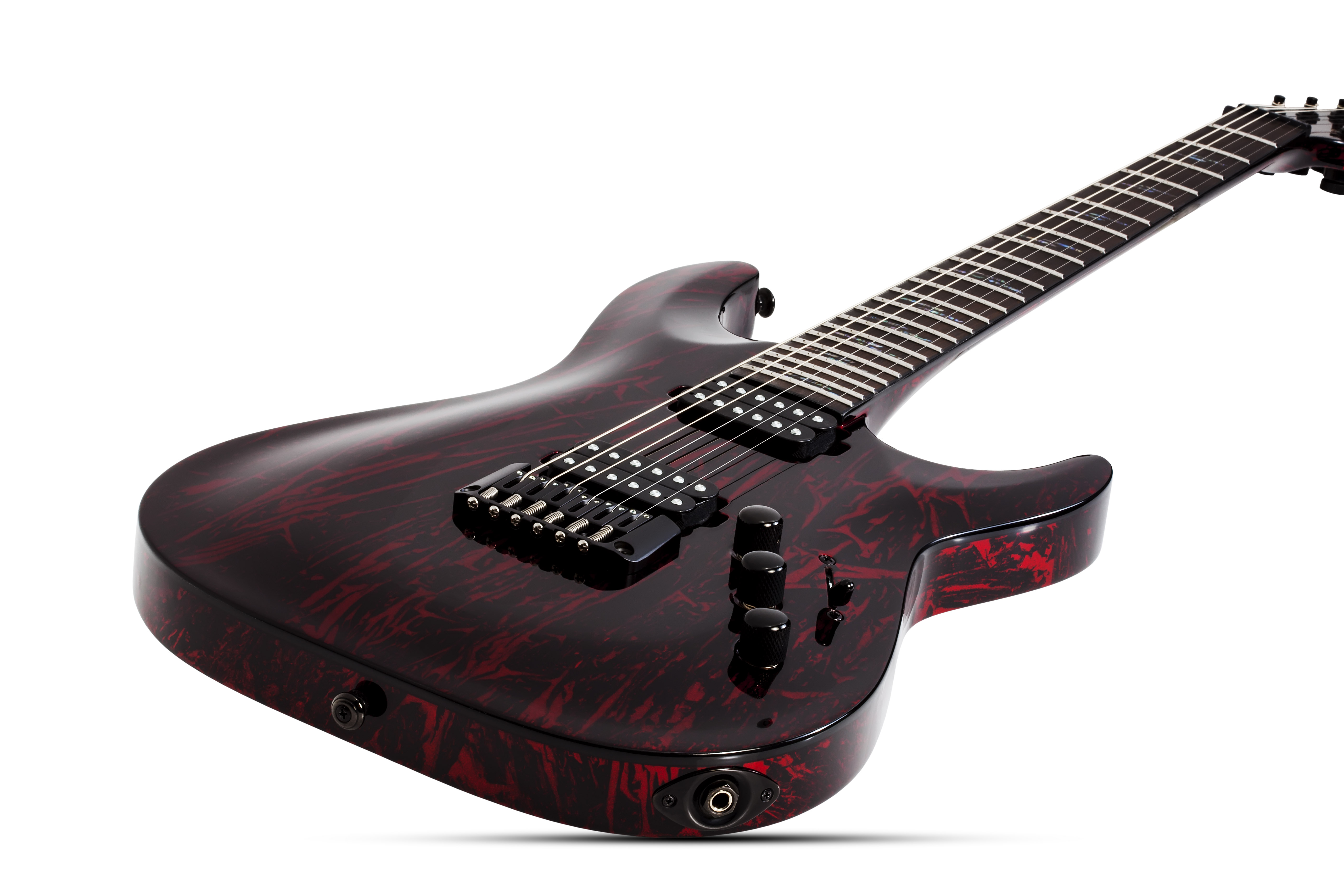 Dekbed Registratie spijsvertering Solid body elektrische gitaar Schecter C-1 Silver Mountain - blood moon rood