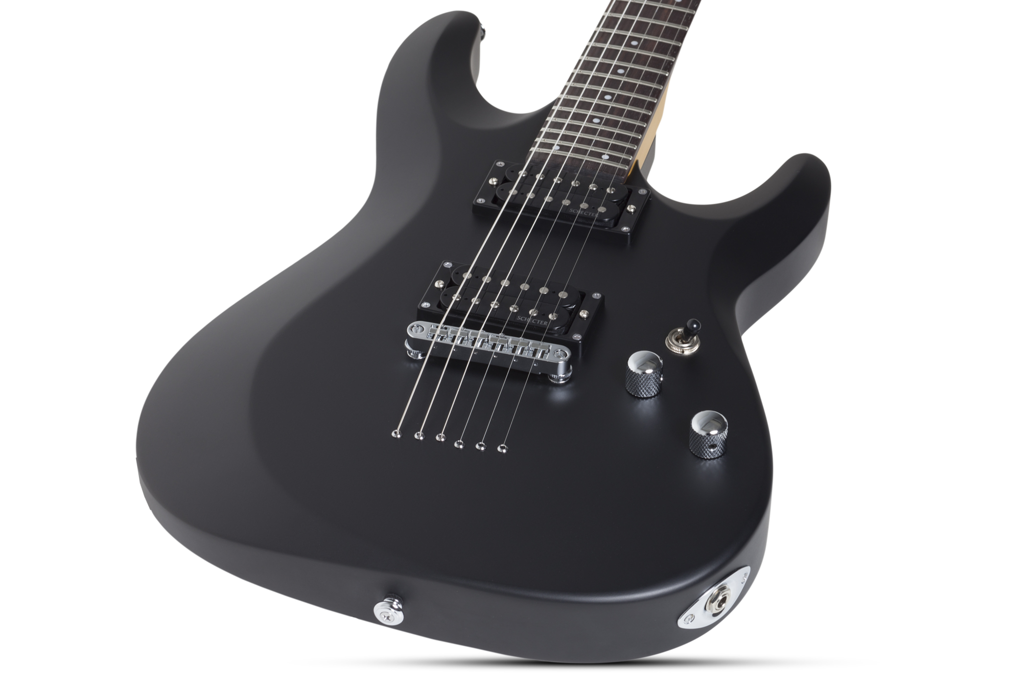 Schecter C-6 Deluxe 2h Ht Rw - Satin Black - Elektrische gitaar in Str-vorm - Variation 1