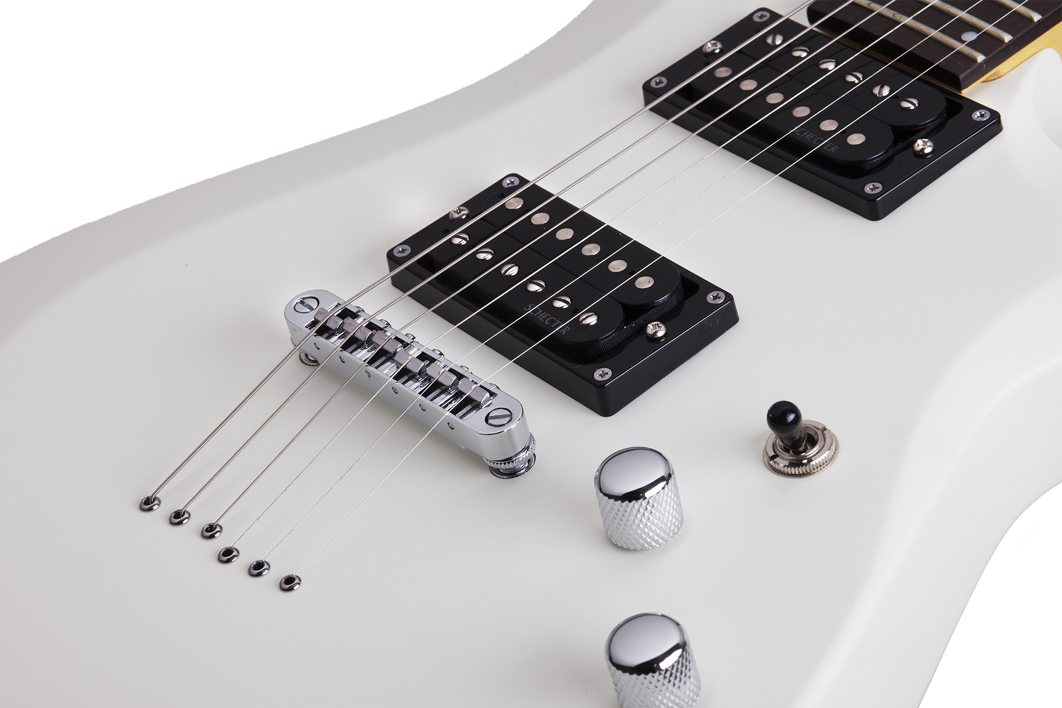 Schecter C-6 Deluxe 2h Ht Rw - Satin White - Guitarra eléctrica de doble corte. - Variation 3