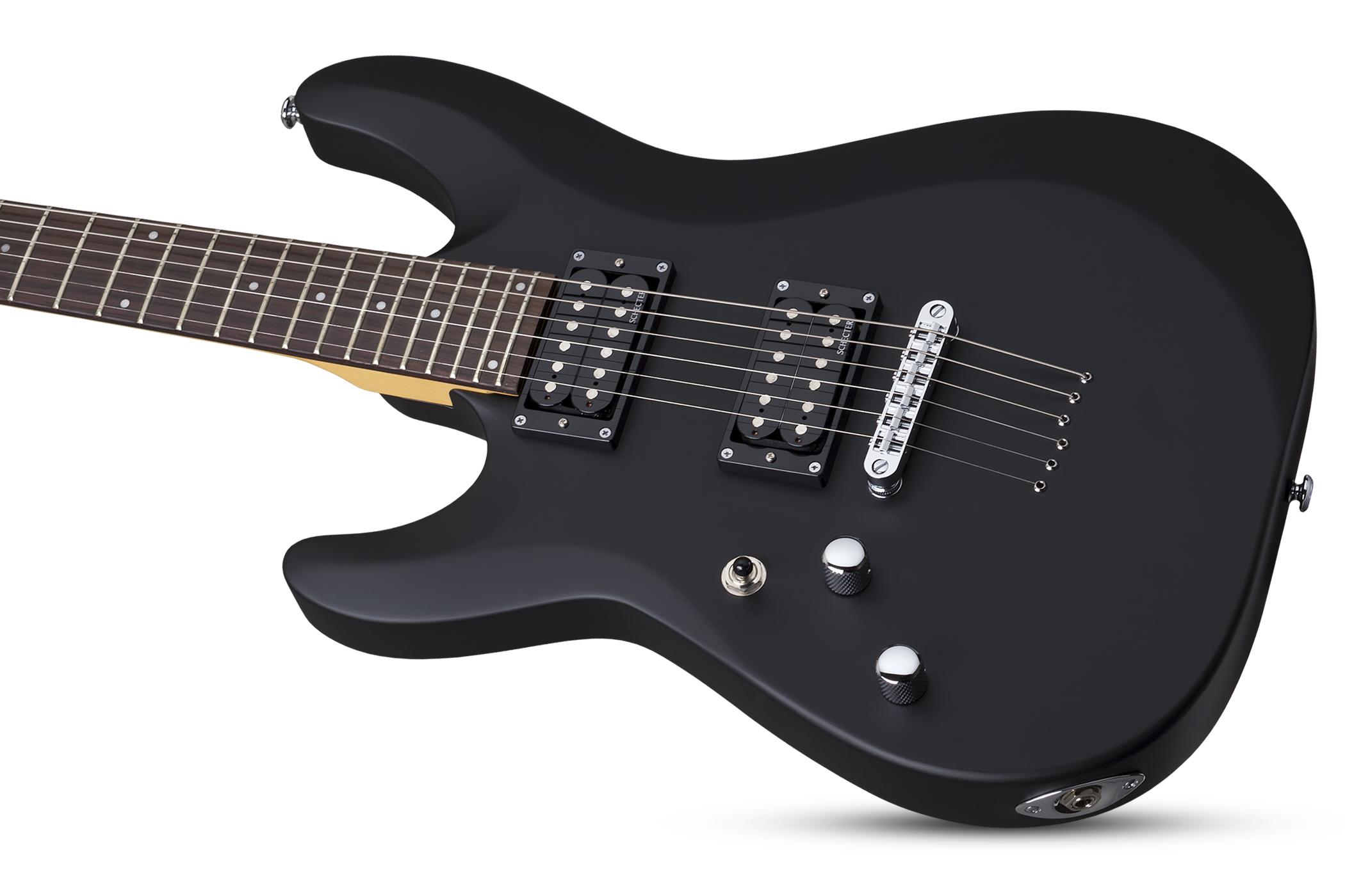 Schecter C-6 Deluxe Lh Gaucher 2h Ht Rw - Satin Black - Linkshandige elektrische gitaar - Variation 1