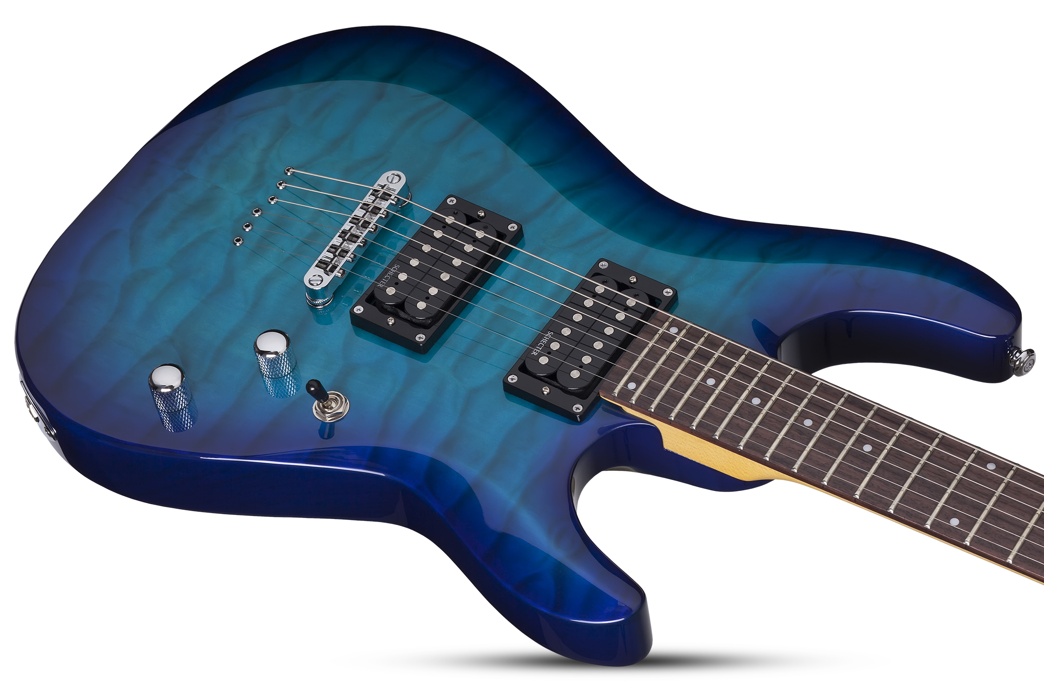 Schecter C-6 Plus 2h Ht Rw - Ocean Blue Burst - Guitarra eléctrica de doble corte. - Variation 2
