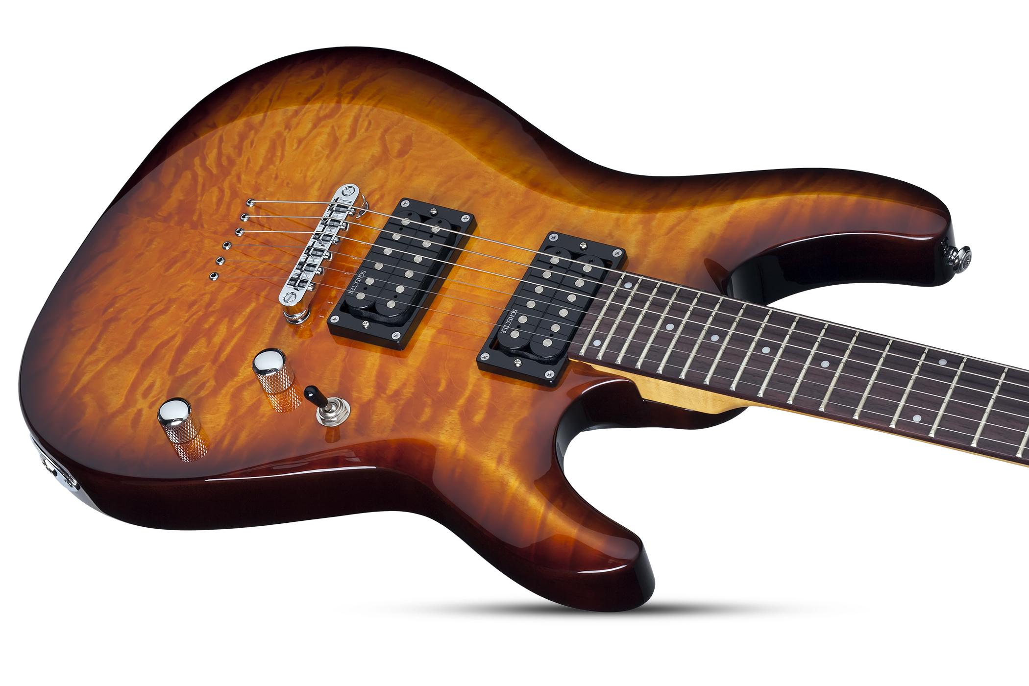 Schecter C-6 Plus 2h Ht Rw - Vintage Sunburst - Guitarra eléctrica de doble corte. - Variation 1