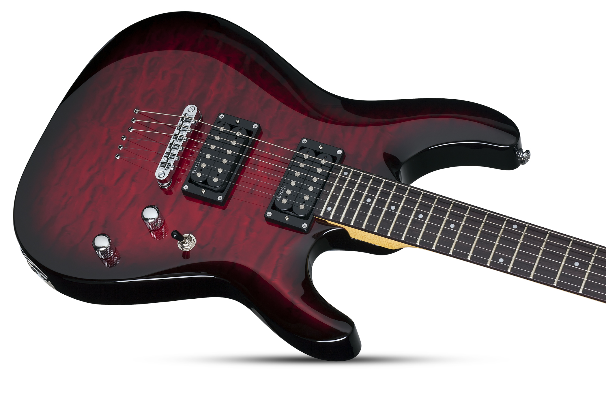 Schecter C-6 Plus 2h Ht Rw - See-thru Cherry Burst - Guitarra eléctrica de doble corte. - Variation 3