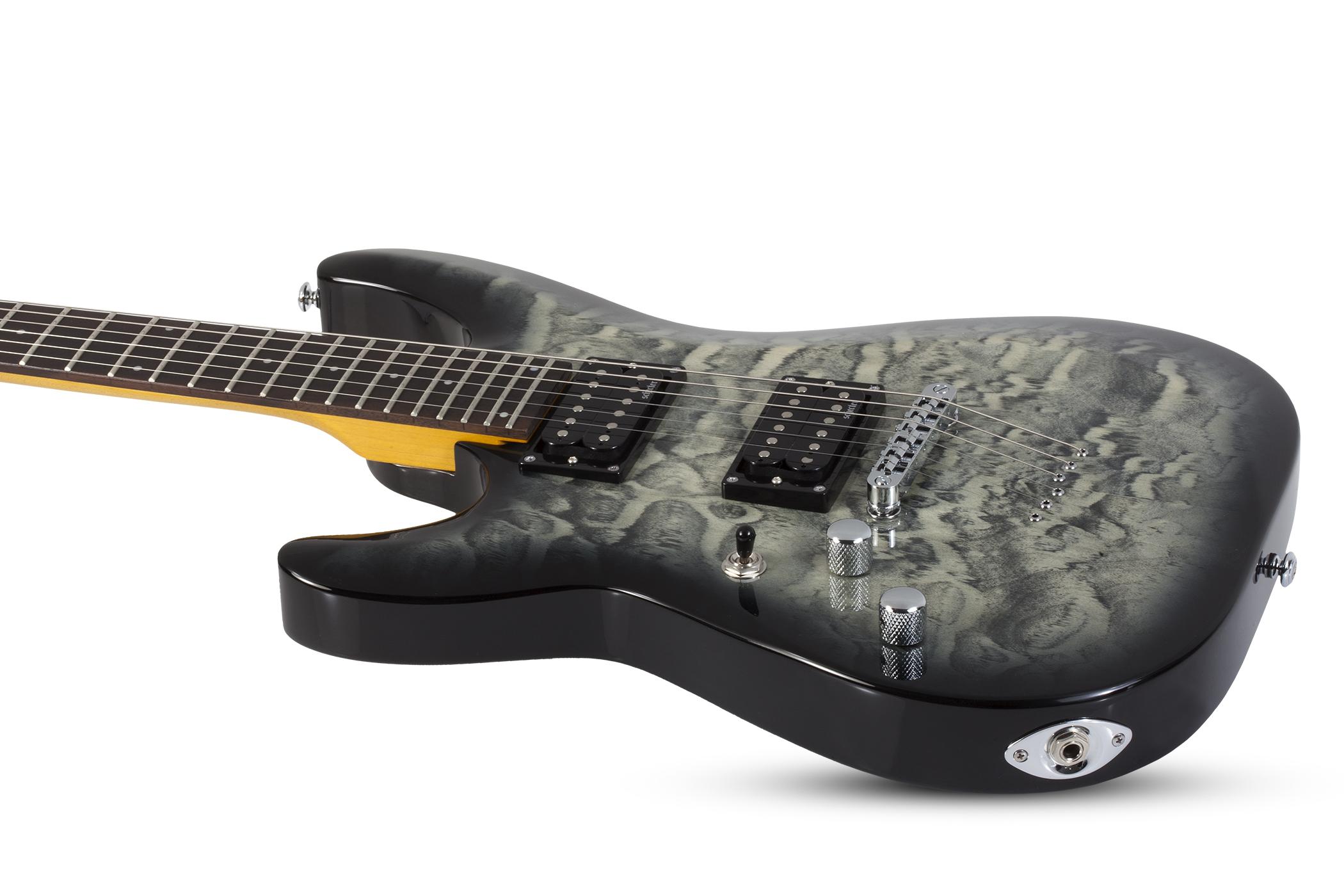 Schecter C-6 Plus Lh Gaucher 2h Ht Rw - Charcoal Burst - Linkshandige elektrische gitaar - Variation 1