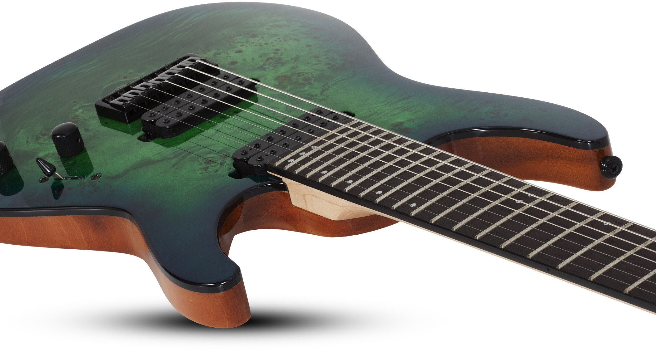 Schecter C-7 Pro 7c 2h Ht Wen - Aqua Burst - 7-snarige elektrische gitaar - Variation 2