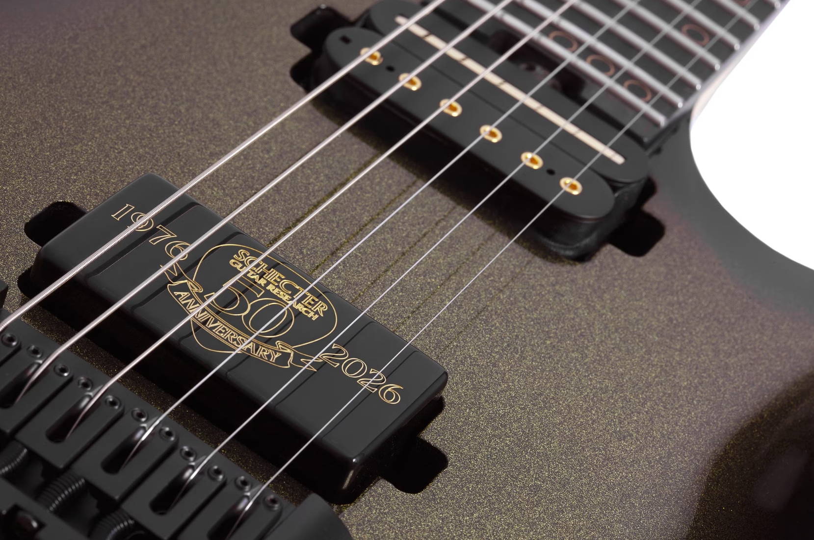 Schecter C1 50th Ann. Lh Gaucher 2h Ht Eb - Gold Burst - Metal elektrische gitaar - Variation 3