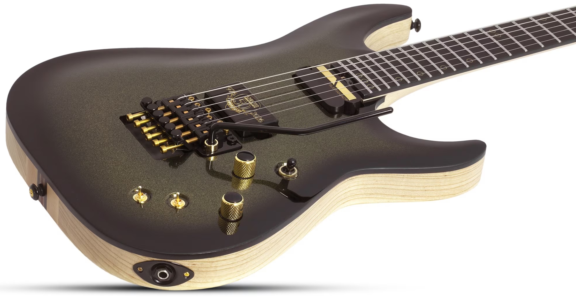 Schecter C1 Fr-s 50th Ann. 2h Sustainiac Fr Eb - 50th Gold Burst - Metal elektrische gitaar - Variation 2