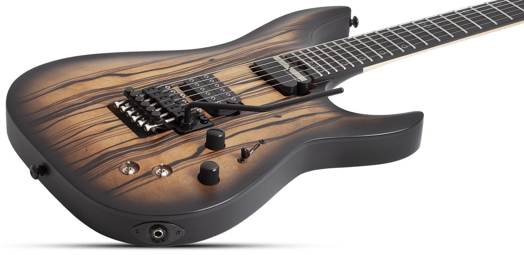 Schecter C1 Fr-s Pale Moon 2h Sustainac Fr Ric - Natural Satin Black Burst - Elektrische gitaar in Strat vorm - Variation 1