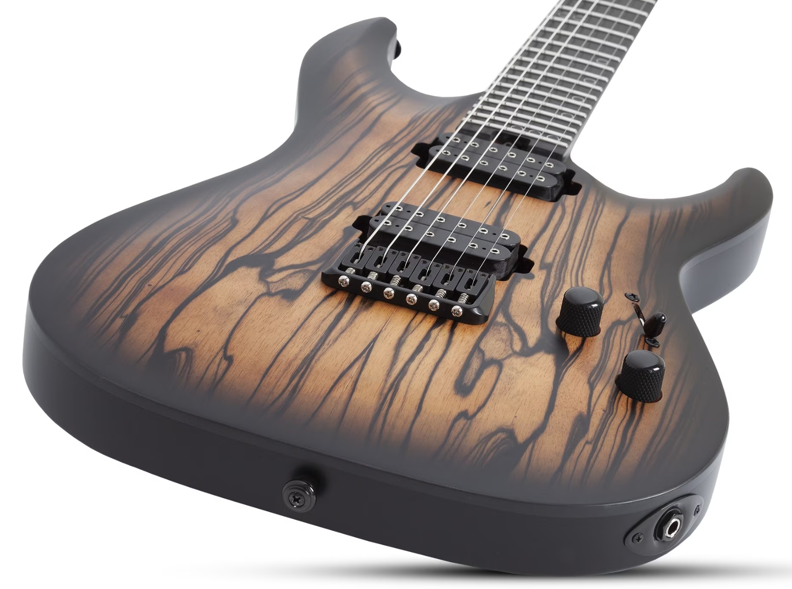 Schecter C1 Pale Moon 2h Ht Ric - Natural Satin Black Burst - Elektrische gitaar in Strat vorm - Variation 1