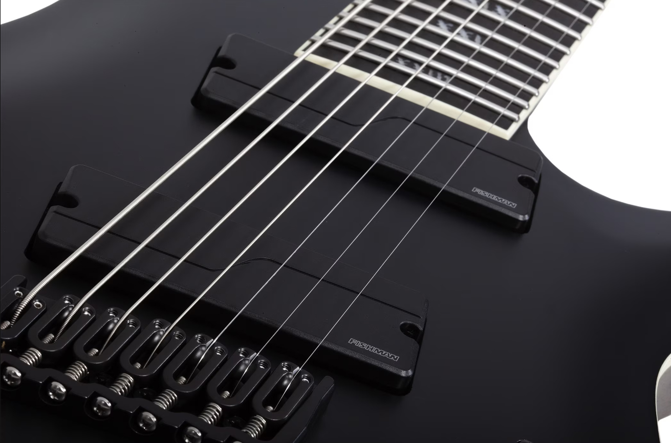 Schecter C7 Multiscale Sls Elite Evil Twin 7c Baryton  2h Fishman Fluence Ht Eb - Satin Black - Multi-scale gitaar - Variation 3