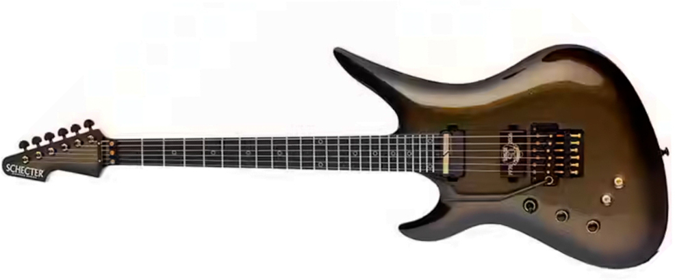 Schecter Avenger Fr-s 50th Ann. Lh Gaucher 2h Sustainiac Fr Eb - 50th Gold Burst - Metal elektrische gitaar - Main picture