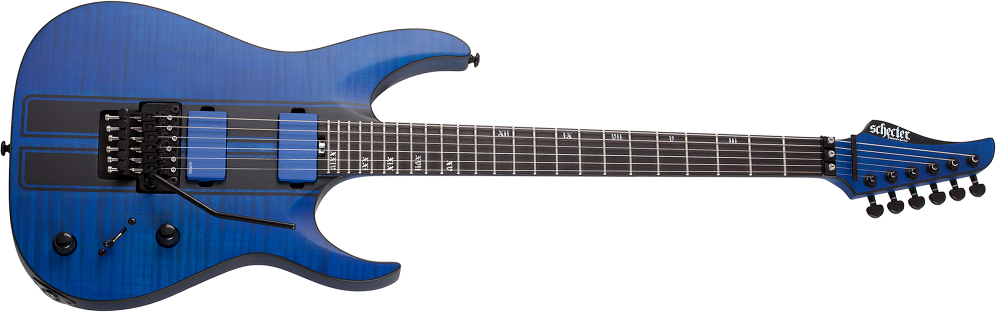 Schecter Banshee Gt Fr 2h Emg Eb - Satin Trans Blue - Elektrische gitaar in Str-vorm - Main picture