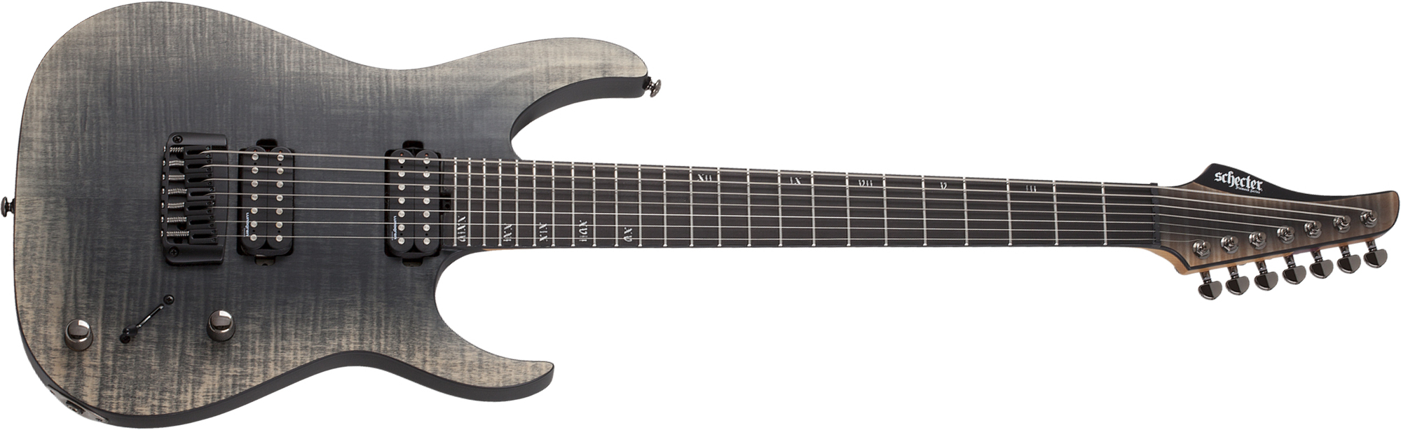 Schecter Banshee Mach-7 7c 2h Lundgren Ht Eb - Fallout Burst - 7-snarige elektrische gitaar - Main picture