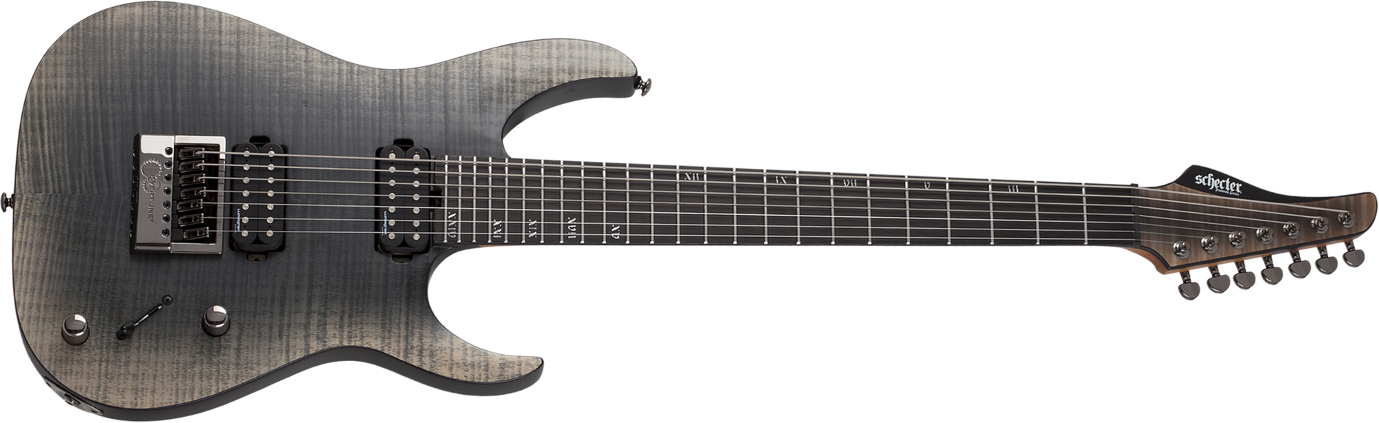 Schecter Banshee Mach-7 Evertune 7c 2h Lundgren Ht Eb - Fallout Burst - 7-snarige elektrische gitaar - Main picture