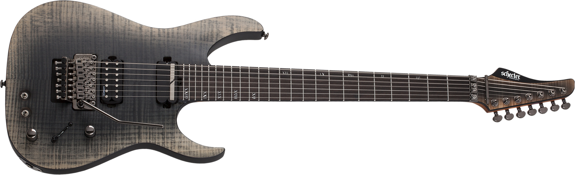 Schecter Banshee Mach-7 Fr S 7c 2h Lundgren Sustainiac Eb - Fallout Burst - 7-snarige elektrische gitaar - Main picture