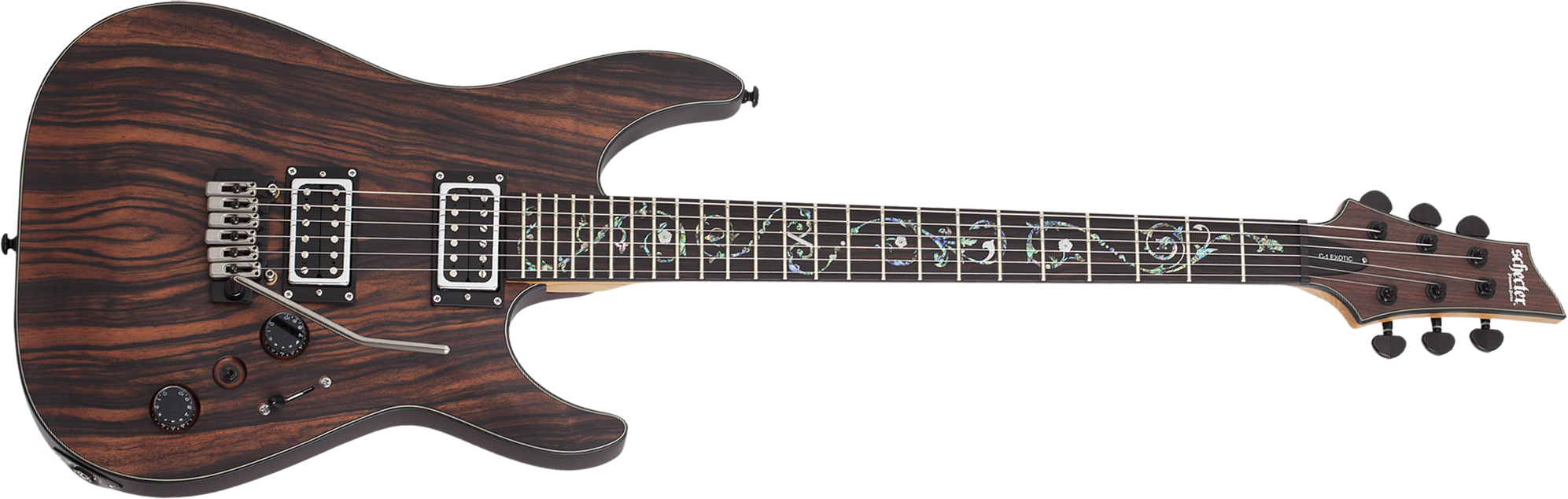 Schecter C-1 Exotic Ebony 2h Trem Eb - Natural Satin - Elektrische gitaar in Str-vorm - Main picture