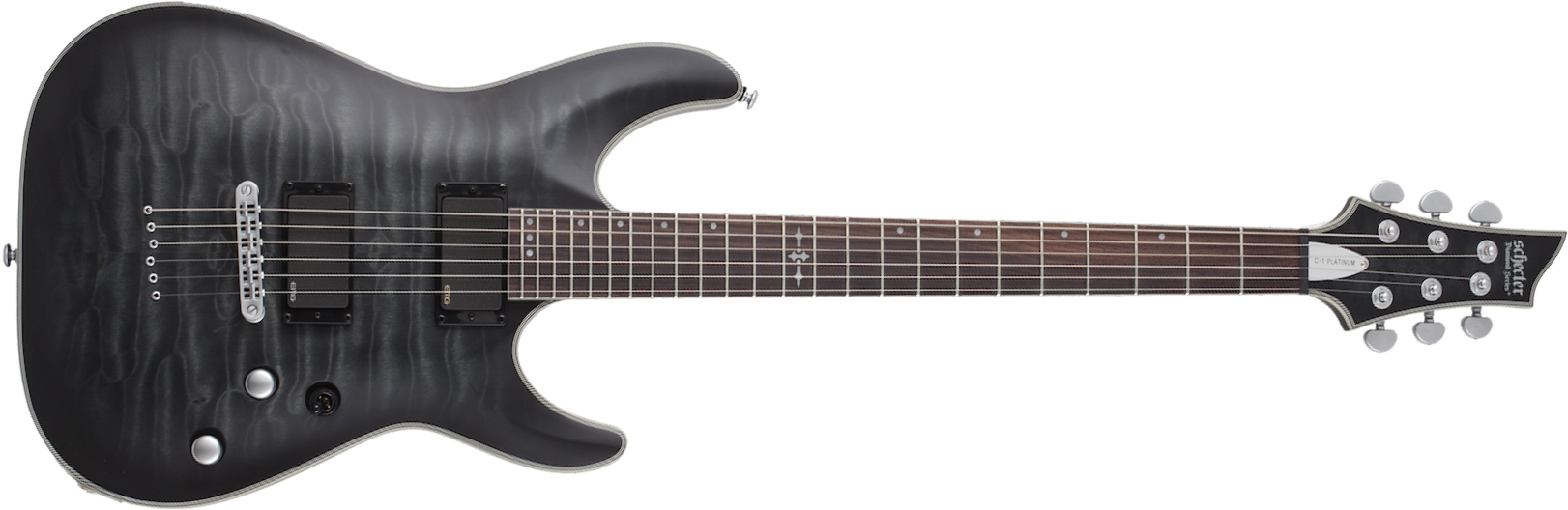 Schecter C-1 Platinum 2h Emg Ht Eb - See Through Black Satin - Elektrische gitaar in Str-vorm - Main picture