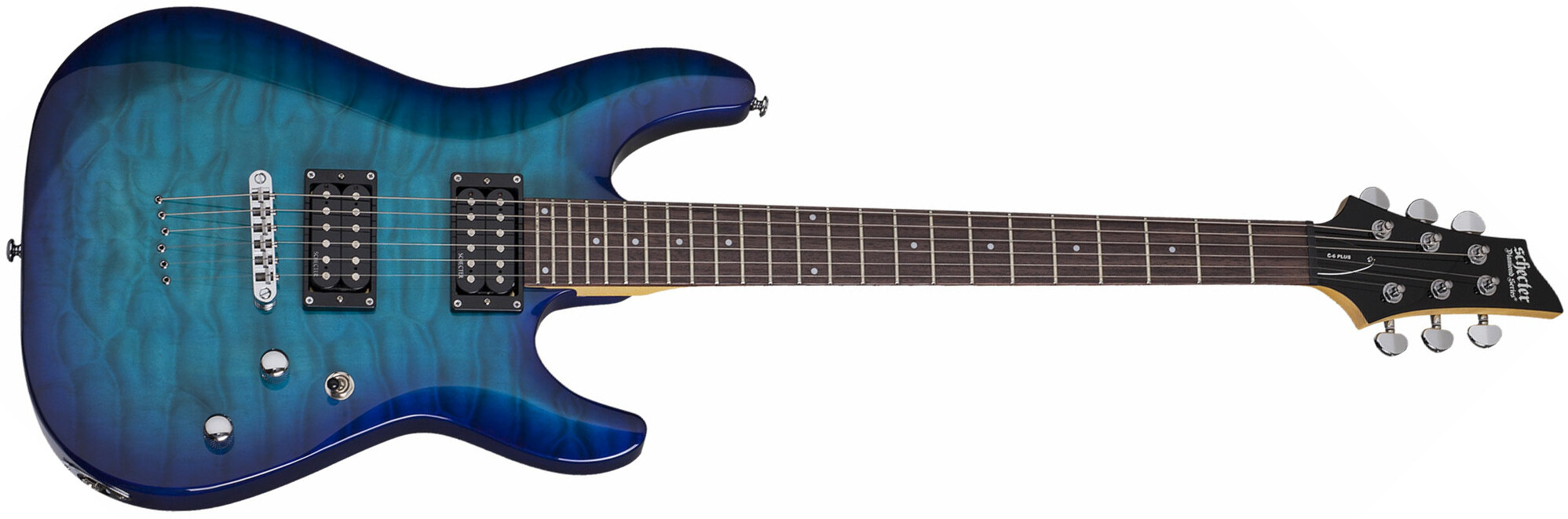 Schecter C-6 Plus 2h Ht Rw - Ocean Blue Burst - Guitarra eléctrica de doble corte. - Main picture