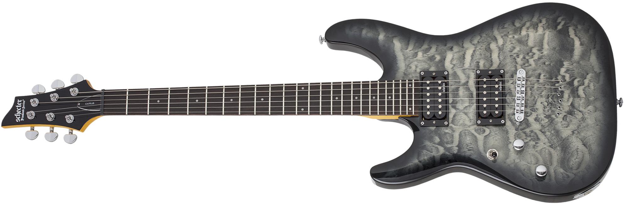 Schecter C-6 Plus Lh Gaucher 2h Ht Rw - Charcoal Burst - Linkshandige elektrische gitaar - Main picture