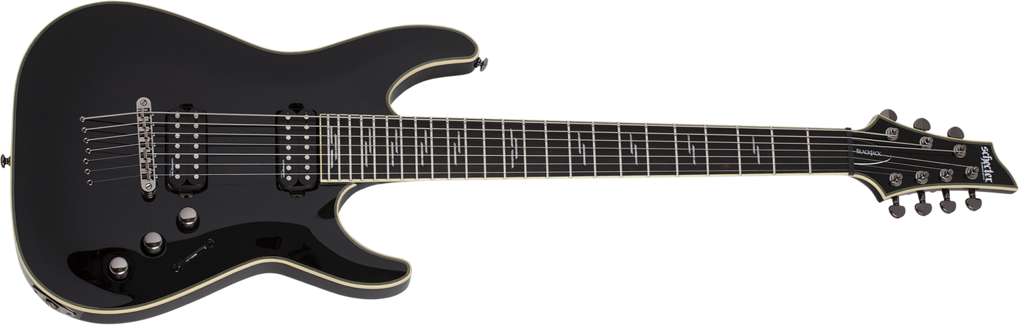 Schecter C-7 Blackjack 7c 2h Lundgren Ht Eb - Black - 7-snarige elektrische gitaar - Main picture