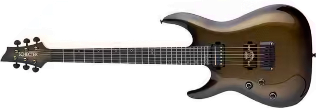 Schecter C1 50th Ann. Lh Gaucher 2h Ht Eb - Gold Burst - Metal elektrische gitaar - Main picture