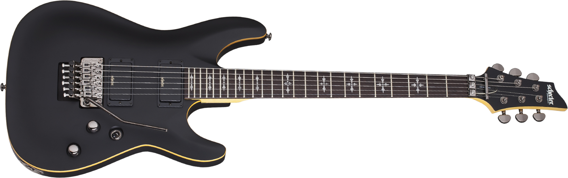 Schecter Demon-6 Fr 2h Rw - Aged Black Satin - Elektrische gitaar in Str-vorm - Main picture