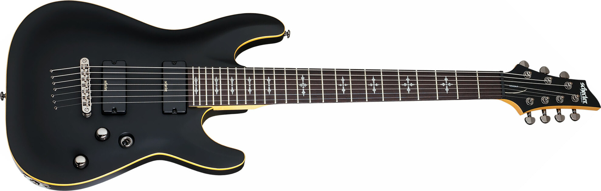 Schecter Demon-7 7c 2h Ht Wen - Aged Black Satin - 7-snarige elektrische gitaar - Main picture