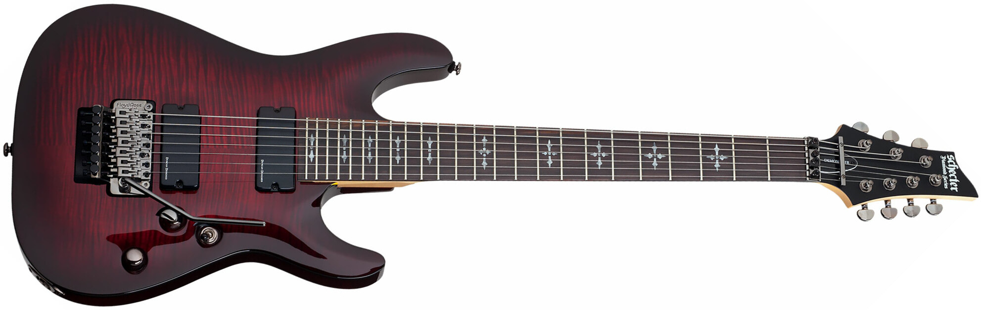 Schecter Demon-7 Fr 2h Wen - Crimson Red Burst - 7-snarige elektrische gitaar - Main picture