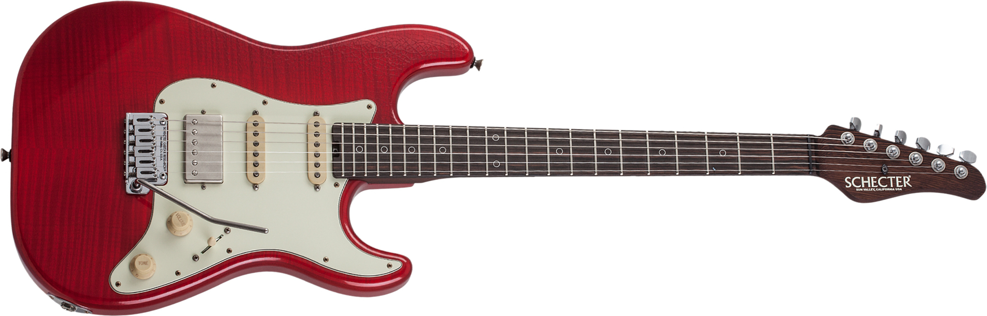 Schecter Nick Johnston Flame Top Nitro Usa Signature Hss Trem Eb - Atomic Fire - Elektrische gitaar in Str-vorm - Main picture