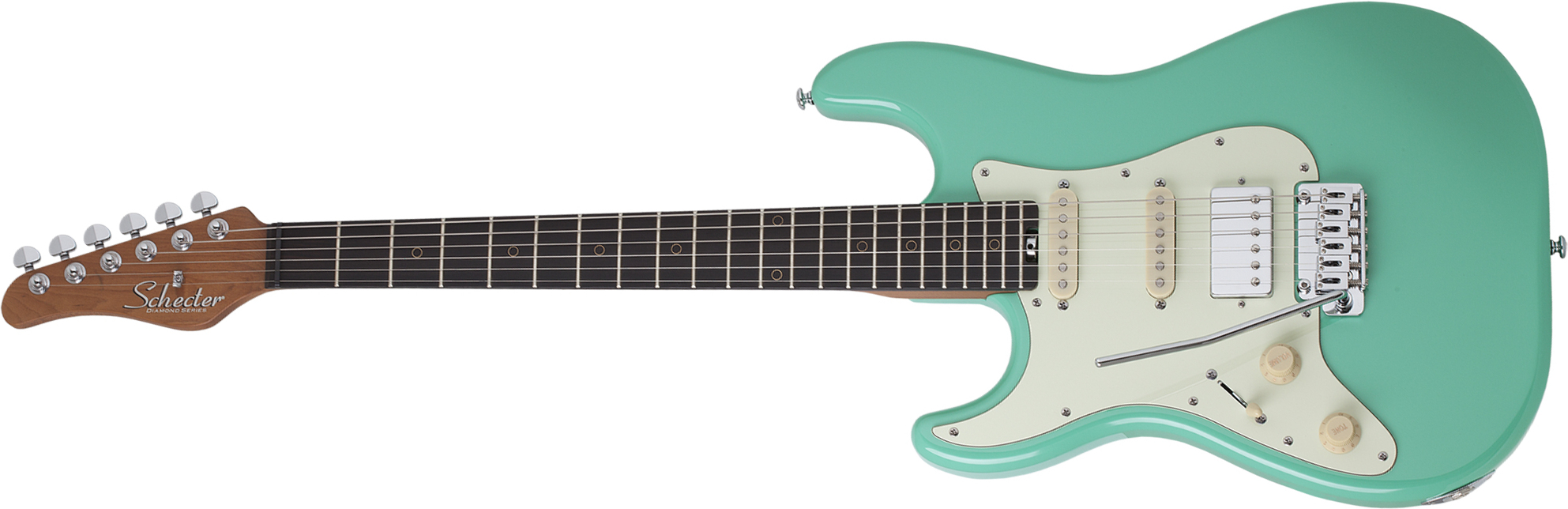 Schecter Nick Johnston Traditional Gaucher Hss Signature Trem Eb - Atomic Green - Linkshandige elektrische gitaar - Main picture